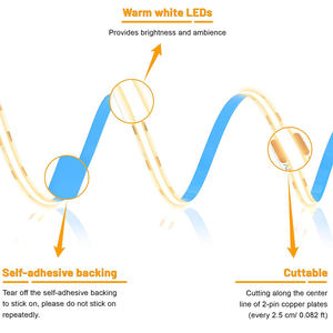 Tira de Luz <span class=keywords><strong>LED</strong></span> COB, <span class=keywords><strong>LED</strong></span> COB Flexible para Panel Acústico y Paneles de Pared de Listones de Madera en Paralelo <span class=keywords><strong>con</strong></span> Interruptor Táctil Regulable - Product Image 5