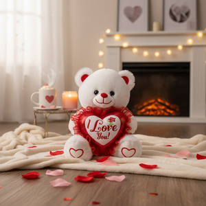24 Pezzi/Scatola Orsacchiotto Bianco da 30 cm con Cuore, Decorazioni per San Valentino Modello 376604 - Product Image 5