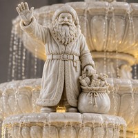 Fontaine de Noël extérieure en marbre blanc naturel avec bols à plusieurs niveaux et rennes pour la décoration de cour de villa de luxe