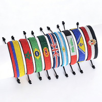 Ensemble de bracelets perlés drapeau national, ajustables, tressés, avec breloque, pour les fans de sport, femmes et hommes