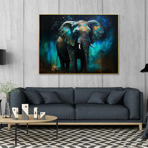Couleurs vibrantes éléphant toile mur Art abstrait géant Animal affiche encadrée sur toile impression rides et défenses peintures - Product Image 1