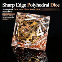 Superbe ensemble de dés mécaniques steampunk faits à la main en résine, 1 pièce, dés polyédriques avec chiffres blancs pour D&D et jeux de rôle sur table
