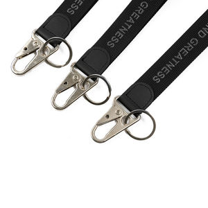 Short Wrist <b>Key</b> Polyester <b>Lanyard</b> with 3D Embossed Printing Silicone Text and PU Leather Reinforcement - Product Image 1