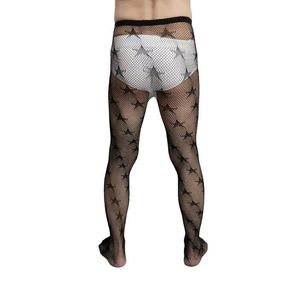 Collants résille noirs pour hommes en nylon ajouré, respirants et élastiques, une pièce, tendance et sexy - Product Image 3