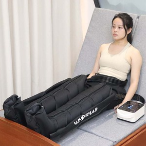 Masseur de jambes à 6 chambres rechargeable pour drainage lymphatique, favorise la circulation et détend les muscles, idéal pour la maison et la relaxation des femmes au bureau - Product Image 4