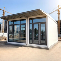 Maison conteneur à façade vitrée, villa modulaire préfabriquée de luxe, cabane isolée pour bureau de jardin ou maison de vacances