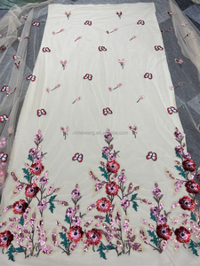 Nigerian <strong>Lace</strong> <strong>Fabric</strong> With Beads <strong>Heavy</strong> Embroidery Bridal 3D <strong>Lace</strong> Beaded <strong>Fabric</strong> <strong>Lace</strong> - Product Image 3