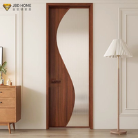 Portes battantes à cadre en alliage d'aluminium et double vitrage trempé, finition de surface pour entrée d'appartement, d'hôtel ou de salle de bain