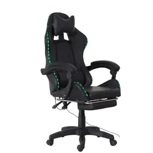 Chaise de course PC confortable de conception simple de haute qualité lumière LED 360 chaise de bureau de jeu en cuir pivotante