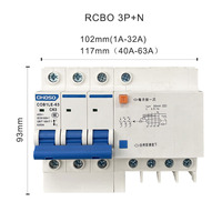 Disjoncteur à courant résiduel Choso COB1LE-63 RCBO 3P 1P + N 2P 3P + N 4P 40A 63A 1A 32A PA66