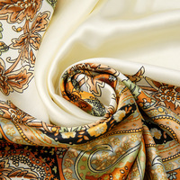 Foulard en soie d'imitation 90 cm en satin imprimé, grand foulard polyvalent