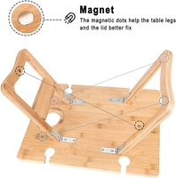 Table de pique-nique pliable en bambou portable avec porte-bouteille et porte-verres CNLF pour une utilisation en extérieur, en cuisine ou dans le salon