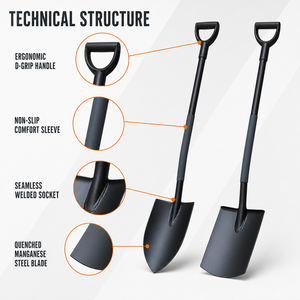 Bêche de jardinage en acier au manganèse à long <span class=keywords><strong>manche</strong></span>, avec poignée en D soudée, pour aménagement paysager et travaux de terrassement, outil d'extérieur, approvisionnement OEM - Product Image 2