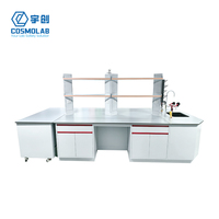 Banc de travail ESD en acier et bois COSMOLab pour laboratoire scientifique technique, école, hôpital, table d'îlot de laboratoire central, certification CE ISO, résistant aux acides
