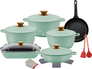 Ensemble de 18 ustensiles de cuisine en aluminium PHISMA, revêtement antiadhésif Maifanitum, pour la cuisine domestique - Product Image 2