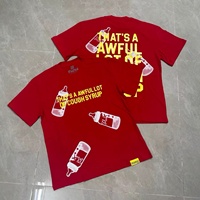 T-shirt Homme Haut de Gamme en Coton Pur Respirant à Manches Courtes avec Slogan 'COUGH SYRUP' Tendance Hip-hop et Motif Lettres