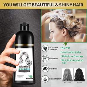 バイオ染毛シャンプー400ml PPD無含有含有人参エキスインスタントダイグレー髪からブラックカラーパーマネント - Product Image 4