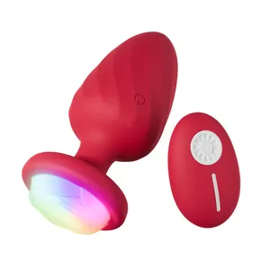 Anal Vibrator with LED Light Vibrating Butt Plug - Anal Trainer Anal Plug Vibrator Prostate Stimulator Massager Anus Adult Sex T