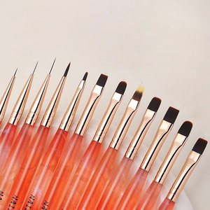 Acrylic <b>Plastic</b> Handle Nail Art Brush Kit Set Wide Square Flat Round Gel <b>Polish</b> Builder Liner Multifunction Manicure Brushes - Product Image 3