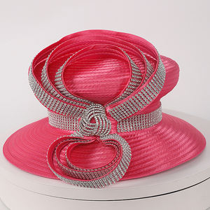 قبعات الكنيسة قسط حفلة فاسكيتر كنتاكي ديربي قبعات مأدبة قماش الساتان قبعات حجر الراين للنساء الزفاف - Product Image 1