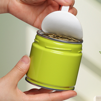 Boîte de rangement cylindrique en fer blanc, finition brillante, imprimée sur mesure, pour grains de café et poudre de matcha, avec couvercle à vis