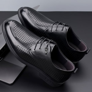 Men's Summer Leather Shoes <b>Top</b>-Grain Cowhide Business Formal Pointed-Toe Breathable High-Quality Genuine Leather Casual Shoes - Product Image 4