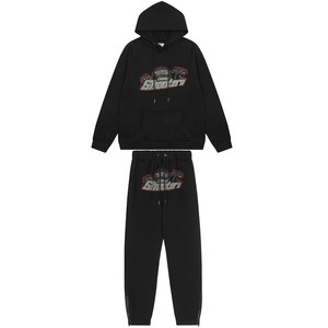 Conjunto Casual de Sudadera y Pantalones Largos para Hombre, Estilo Hip Hop Europeo y Americano, con Bordado de Cabeza de Tigre Roja y Negra - Product Image 4