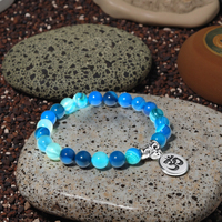 Pulsera de Piedras de Ágata Musgosa de 8mm Hecha a Mano para Mujer, Amuleto de Ojo Turco, Joyería de Yoga y Meditación, Pulsera de Piedras Curativas
