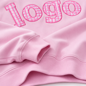 <span class=keywords><strong>Felpa</strong></span> <span class=keywords><strong>Oversize</strong></span> Casual da Donna Personalizzata con Collo Tondo, <span class=keywords><strong>Rosa</strong></span> e Bianca a Quadretti, con Applicazione a Lettere Ricamate, Vestibilità Ampia - Product Image 3