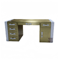 Bureau aviateur industriel personnalisé avec tiroirs en cuir véritable blanc grain supérieur avec table de direction de bureau en métal et laiton