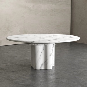 <span class=keywords><strong>Table</strong></span> à <span class=keywords><strong>manger</strong></span> <span class=keywords><strong>ronde</strong></span> blanche Carrara populaire <span class=keywords><strong>marbre</strong></span> résistant aux intempéries pour l'extérieur jardin et patio - Product Image 6