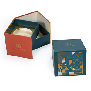 Caja Mooncake de cartón creativa de lujo con diseño de cajón giratorio verde y naranja estampado en caliente embalaje de regalo de vacaciones - Product Image 2