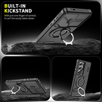 Estuche de soporte magnético de armadura resistente de alta resistencia para cámara deslizante S25 Ultra Plus a prueba de golpes impermeable