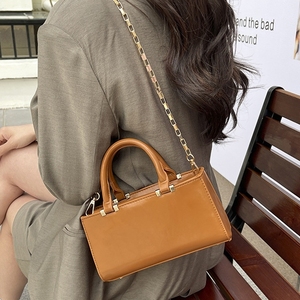 Casual Vintage Retro Style Women's PU Leather Box <strong>Bag</strong> with Zipper Closure Single Strap Top Handle Waterproof <strong>Mini</strong> Tote - Product Image 4