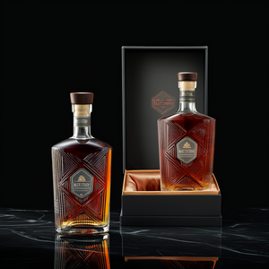 Bouteille de vodka, de tequila ou de liqueur en verre gravé à l'acide de haute qualité, 750 ml, avec bouchon en liège, emballage en boîte directement de l'usine - Product Image 5