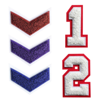 Mini patchs auto-adhésifs en fer en chenille brodés en 3D personnalisés avec logo en tissu pour vêtements et chapeaux