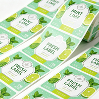 Étiquettes personnalisées imperméables résistantes aux UV, autocollantes en feuille d'argent, pour bouteilles de boissons faiblement sucrées à la menthe citronnelle