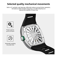 Montre automatique pour homme I&W, boîtier rectangulaire, cadran avec visage souriant, lunette sertie de diamants, noire, montre mécanique de luxe
