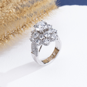 Messi Jewelry MSR-2127 14K Gold Round Shape High Setting Lab Grown <b>Diamond</b> <b>Ring</b> Wedding <b>Ring</b> - Product Image 3