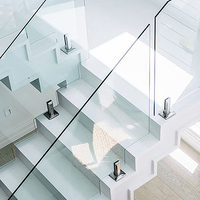 Balustrade en verre sans cadre en acier inoxydable monté au sol avec clips pour piscine, balustrade en verre pour balcon, design moderne