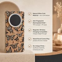 Étui magnétique en liège écologique avec motif papillon pour HUAWEI Mate 70 60 Series, compatible avec la charge sans fil