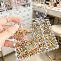 12 Grilles de strass pour ongles à dos plat et à dos pointu, 1400 pièces/boîte