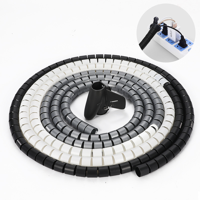 Open Type Cable Management Sleeve Wire Wrapping Tube PE Plastic Wire Management Tube Wire and Cable protection Tube Spiral