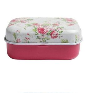 ミニフラワートリンケットジュエリーコインブリキ収納ケース小さな長方形のブリキの箱 - Product Image 1