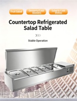 Réfrigérateur de comptoir commercial pour salades avec refroidissement direct et contrôle numérique de la température pour supermarchés - 1,5 m, acier inoxydable 304