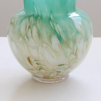Vase à fleurs en verre, dégradé bleu-vert, corps rond, col étroit, pour arrangement floral à domicile, décoration, vente en gros