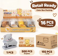 BESTLINE Agrafeuse Mini en Plastique Ours Mignon 500 Agrafes Kawaii Fournitures de Bureau Scolaires Cadeau Enfants OEM Logo Personnalisé Vente en Gros