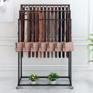 Rak Sabuk Logam untuk Ritel, Rak Pajangan Dasi Multi-layer untuk Toko Pakaian & Tas, Finishing Emas, Ukuran Dapat Disesuaikan, Tipe Lantai - Product Image 4
