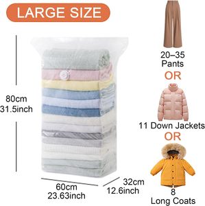 Ensemble de 10 sacs de rangement sous vide imprimés en 3D de haute qualité, robustes, pliables et peu encombrants, avec pompe manuelle pour vêtements - Product Image 2