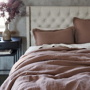 4pcs French Organic Flax Printed Quality Customized Size 100% Linen Duvet Cover Sets <b>Flat</b> Sheet Bedding Set Pillowcase Home - Product Image 3